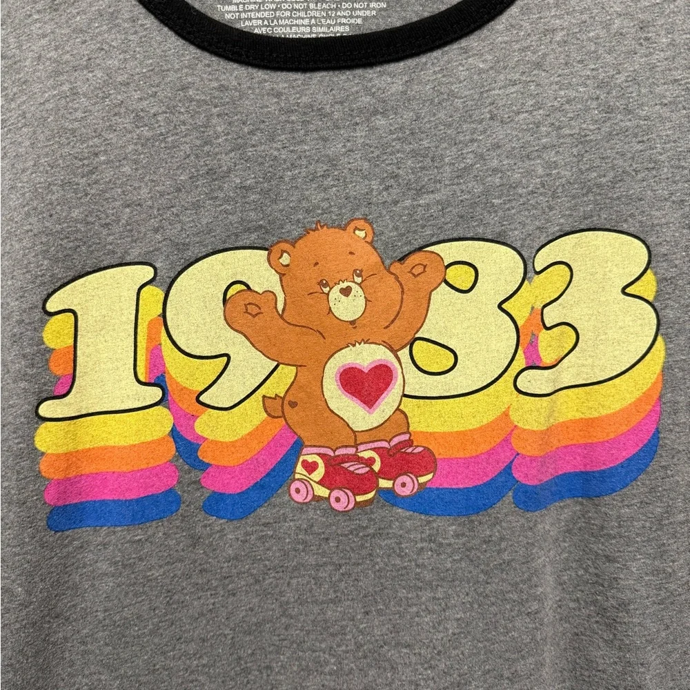 Torrid Ripple Junction Gray Carebears Retro Tee Short Sleeve size 0 (Y-26) - Picture 2 of 4